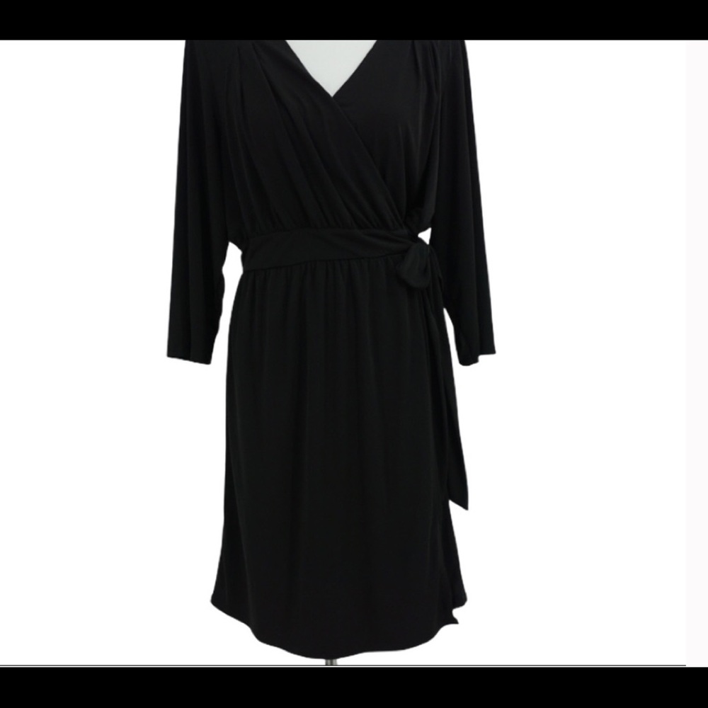 Lane Bryant Black Wrap Dress 3/4 Sleeve